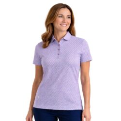Ladies All Over Geo Print Polo Shirt
