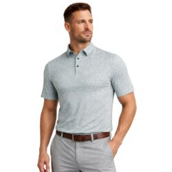 Mens UV Protection All Over Geo Print Polo Shirt