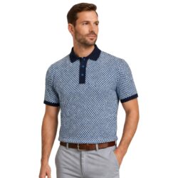 Mens All Over Dot Print UV Protection Polo Shirt