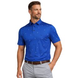 Mens All Over Golf Print UV Protection Polo Shirt