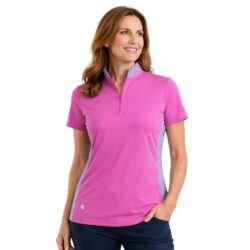 Ladies Geo Print Mandarin Collar Polo Shirt